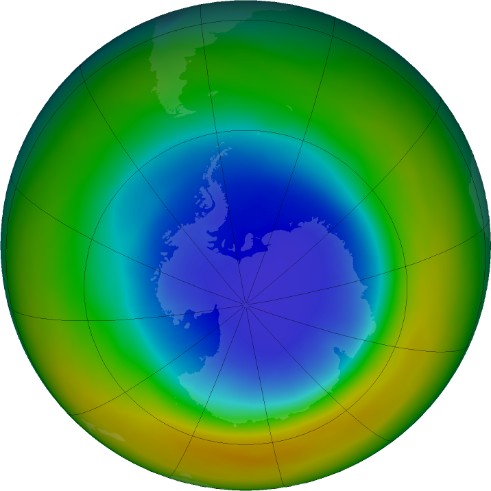 Antarctic ozone map for September 2017